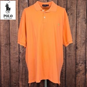 Extra Big Orange Stretch Mesh Tall With Neon Green Pony Men's Polo
